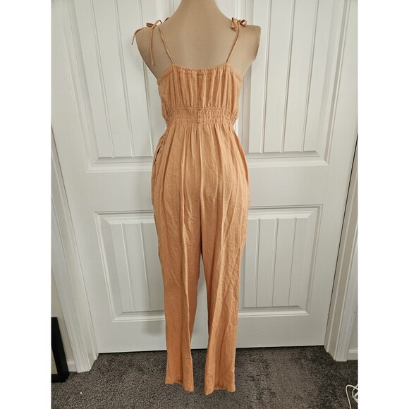 FREE PEOPLE CORAL ROSALYN JUMPSUIT SZ 2 No Belt Boho linen - Picture 7 of 10
